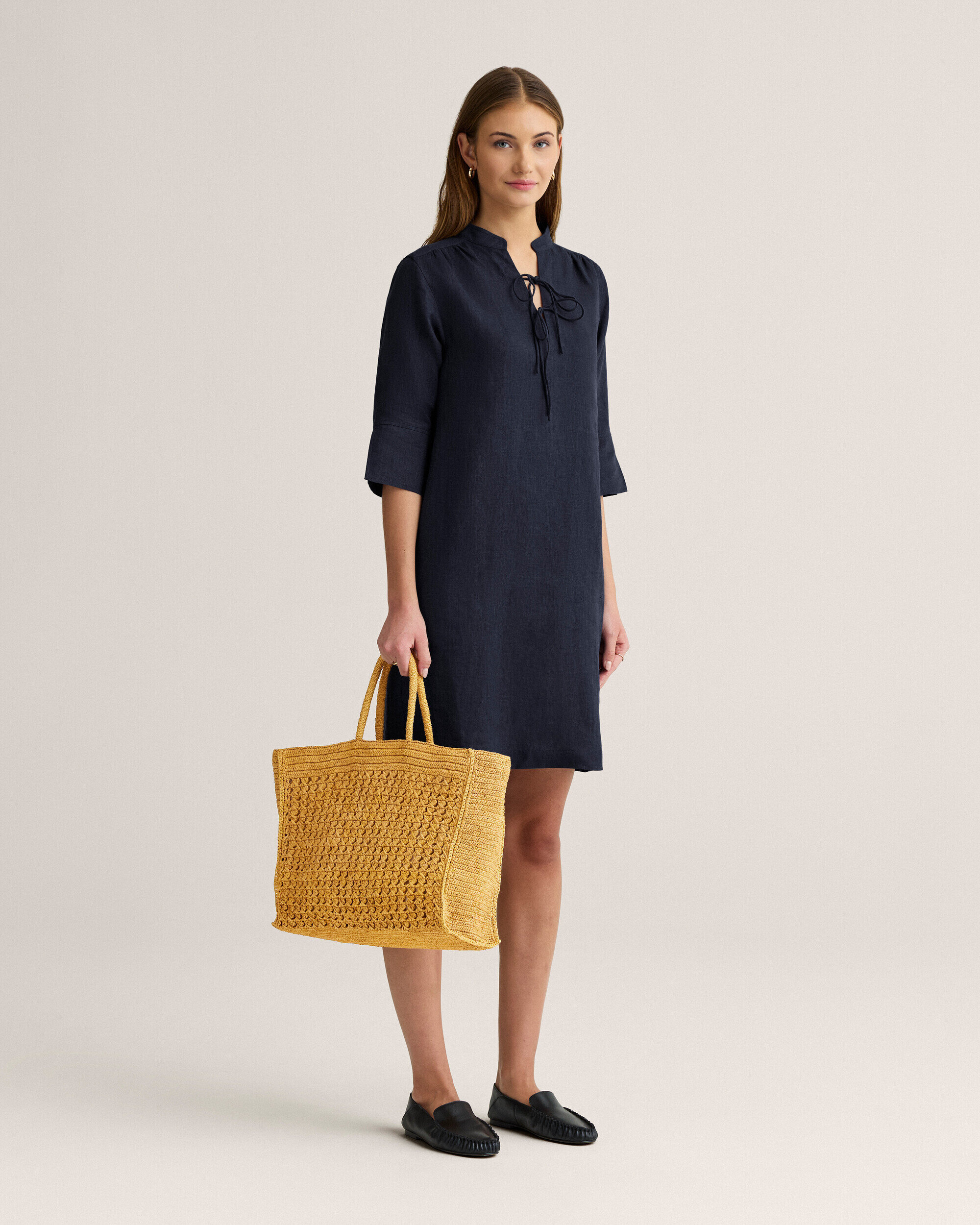 Kp Thea Linen Dress Marinbl | Newhouse