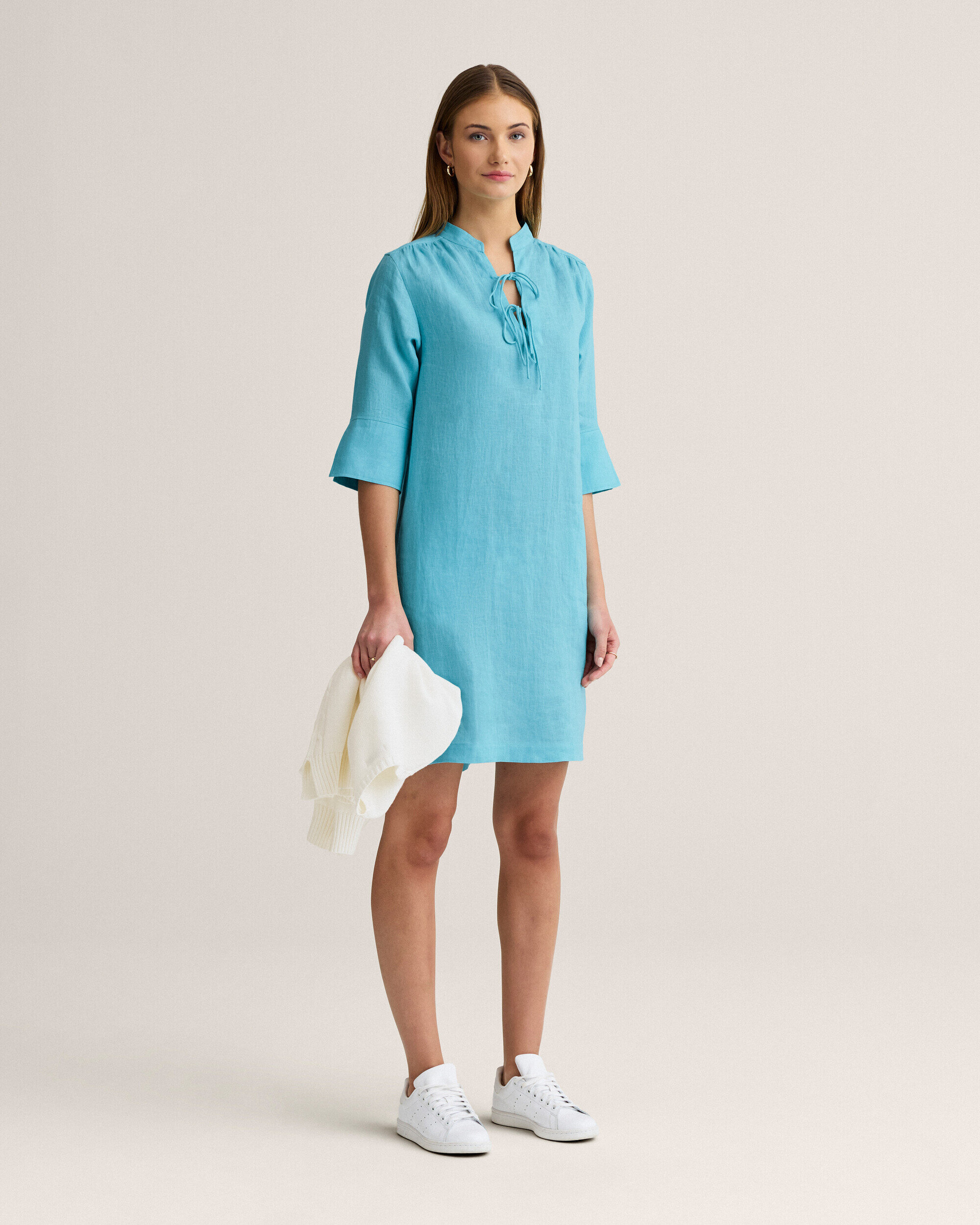 knee length dresses for ladies Thea Midi Dress in Linen – Draper James main image 0