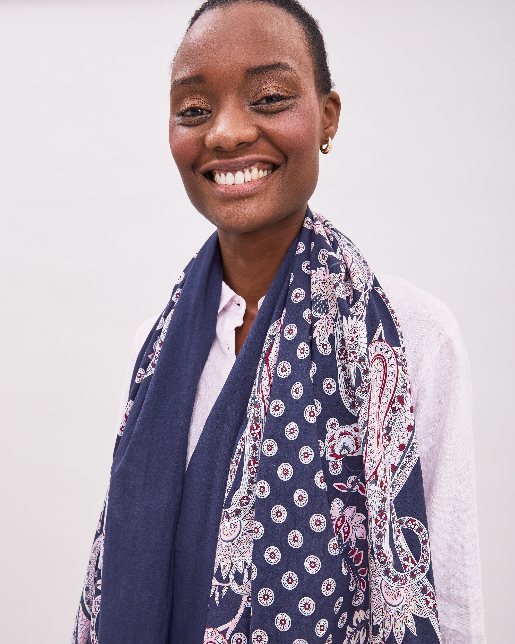 美品 希少 RUDE GALLERY paisley scarf Paisley Print Scarf - Long Lightweight Viscose Linen Blend