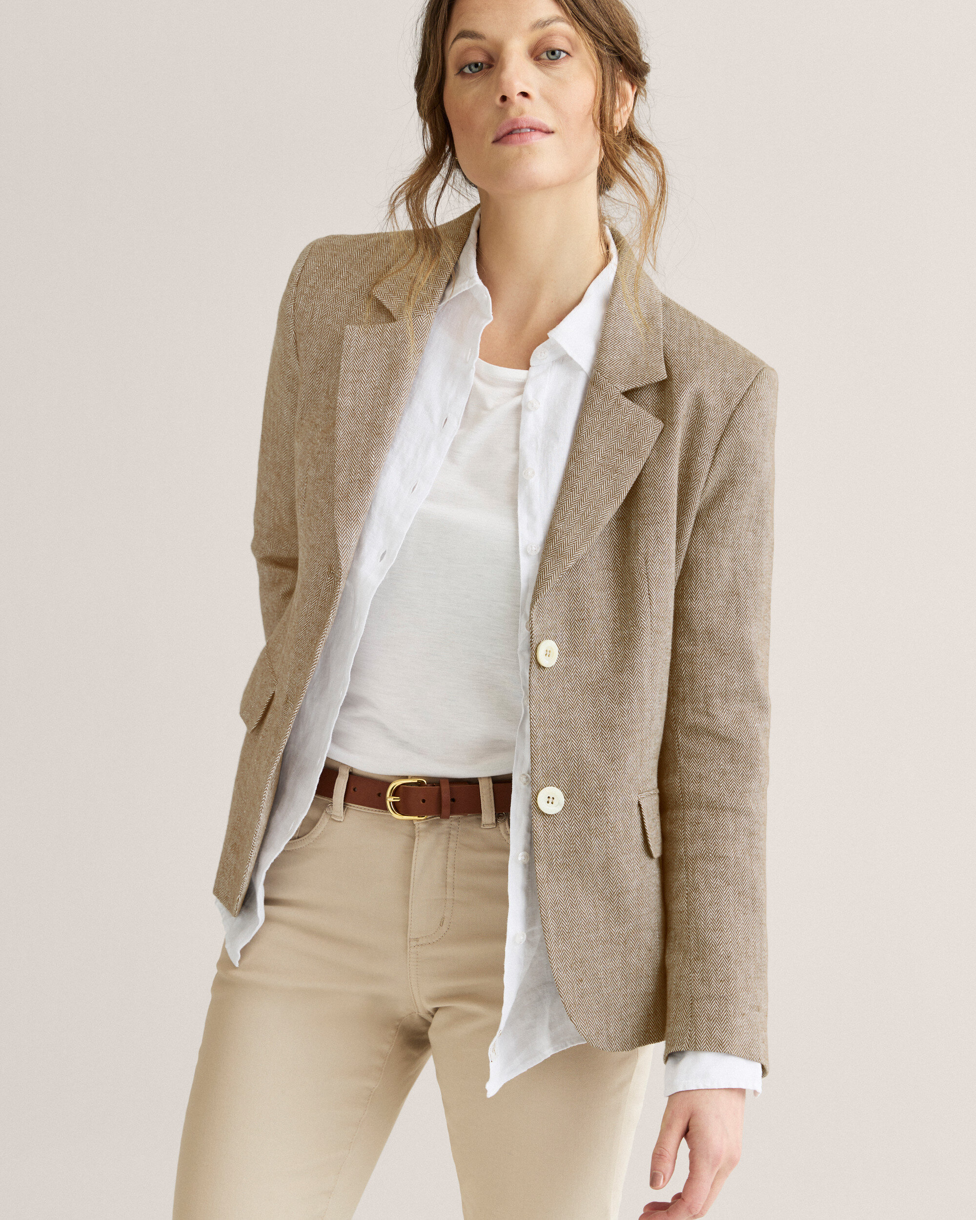 Linen Herringbone Blazer