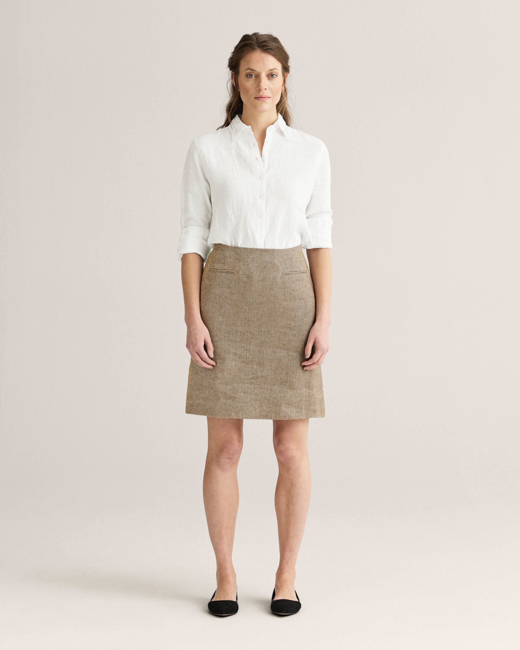 Linen Herringbone Skirt