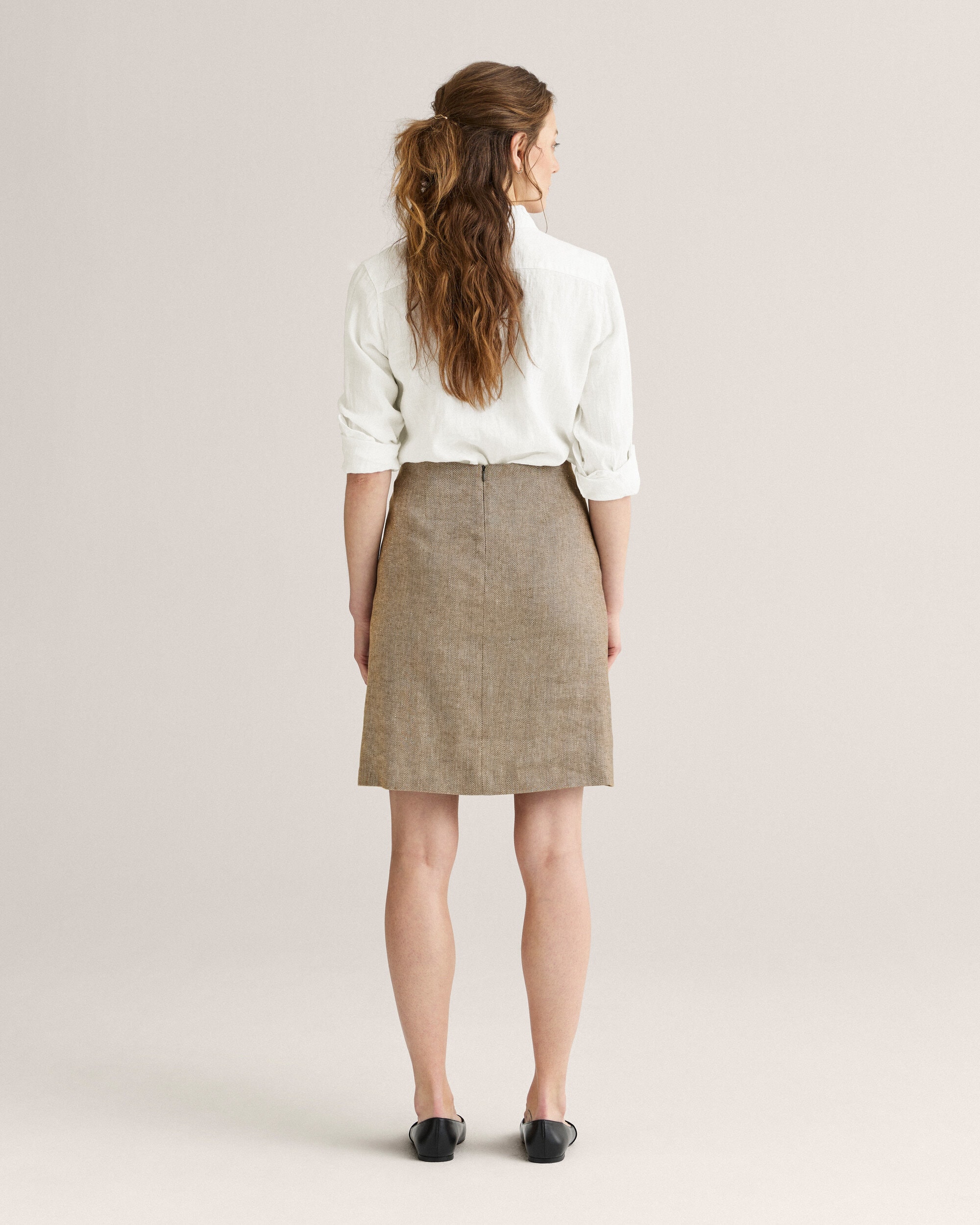 Linen Herringbone Skirt