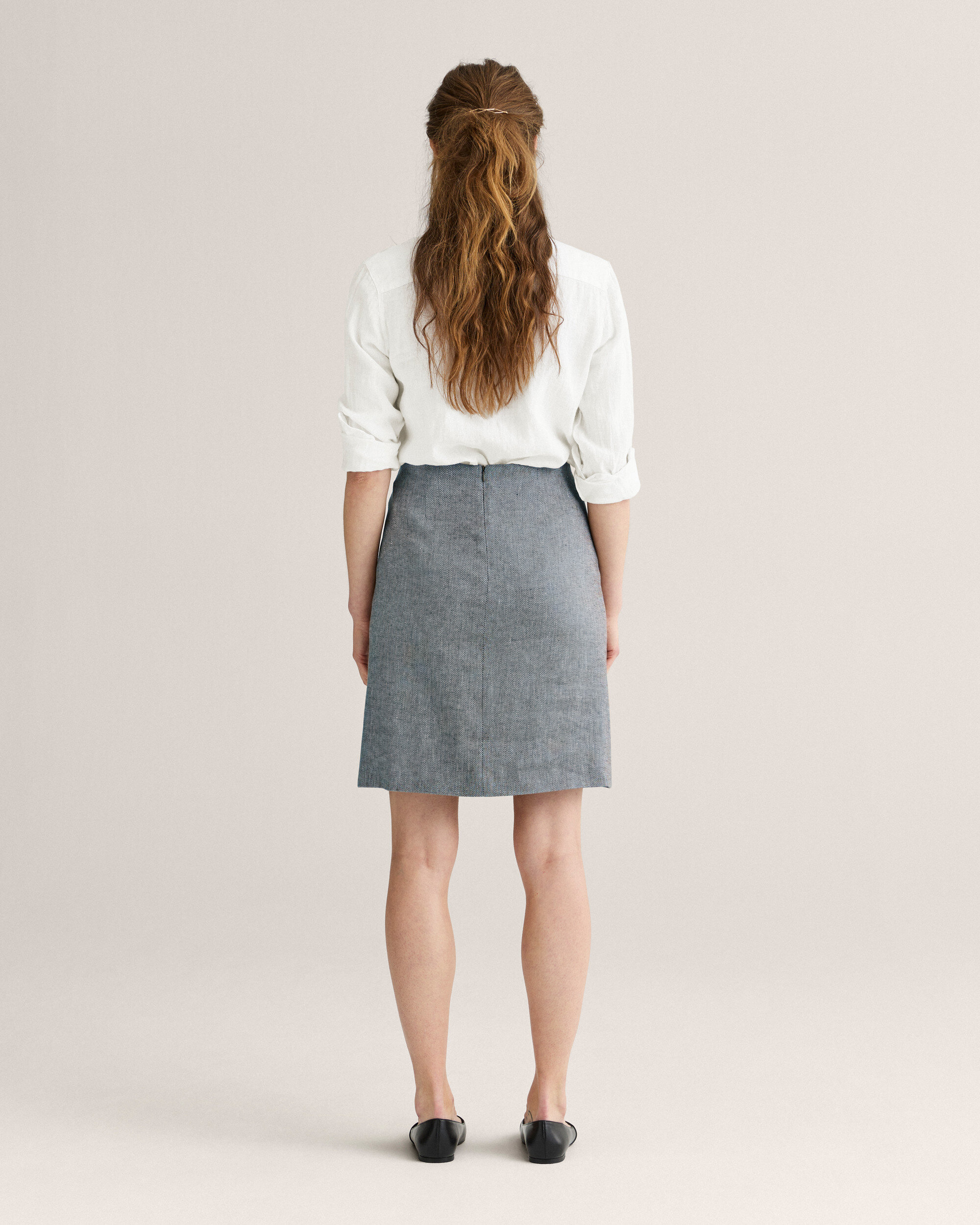 Linen Herringbone Skirt